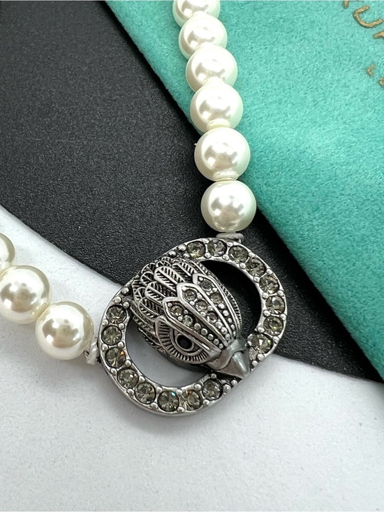 Kurt Geiger Jewelry - Kurt Geiger London Chelsea Pearl Necklace Crystal Eagle Clasp Silver Tone NWT